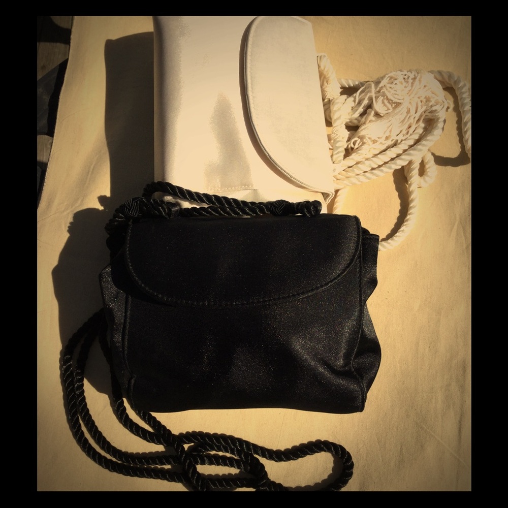 Black Satin, new/original packaging, evening bag.